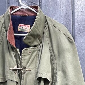 Vtg Adirondack (Saville Row) Jacket Men's XL Olive w/ brass clasps & leather